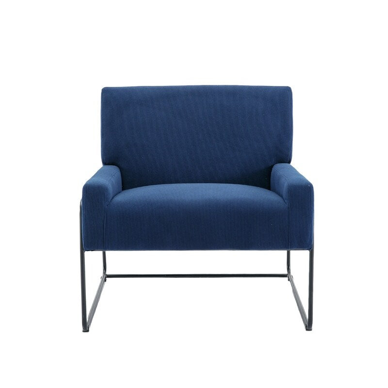 Modern Industrial Style Accent Arm Chair with Metal Frame, High Density Soft Single Lounge Chairs for Living Room, Black