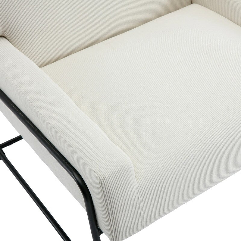 Modern Industrial Style Accent Arm Chair with Metal Frame, High Density Soft Single Lounge Chairs for Living Room, Black