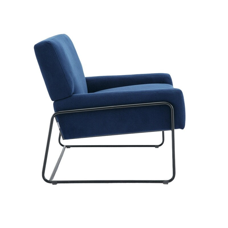 Modern Industrial Style Accent Arm Chair with Metal Frame, High Density Soft Single Lounge Chairs for Living Room, Black