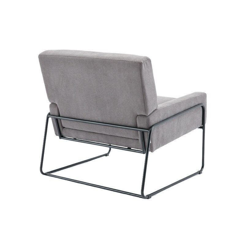 Modern Industrial Style Accent Arm Chair with Metal Frame, High Density Soft Single Lounge Chairs for Living Room, Black