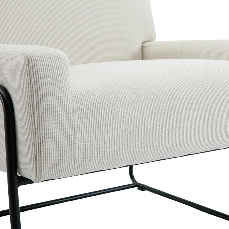 Modern Industrial Style Accent Arm Chair with Metal Frame, High Density Soft Single Lounge Chairs for Living Room, Black