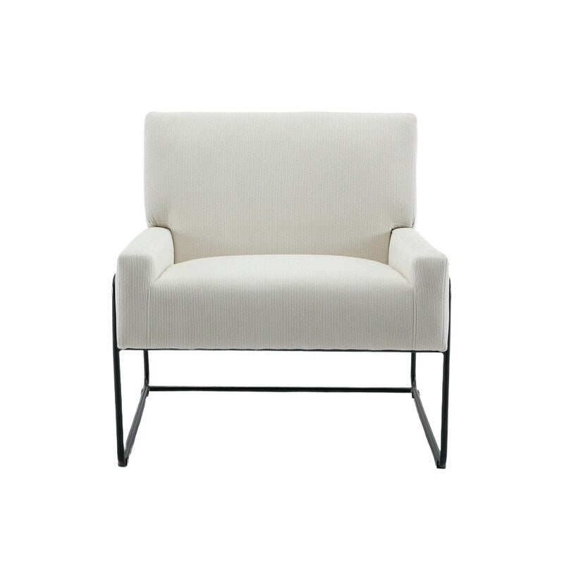 Modern Industrial Style Accent Arm Chair with Metal Frame, High Density Soft Single Lounge Chairs for Living Room, Black