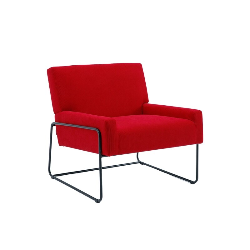 Modern Industrial Style Accent Arm Chair with Metal Frame, High Density Soft Single Lounge Chairs for Living Room, Black