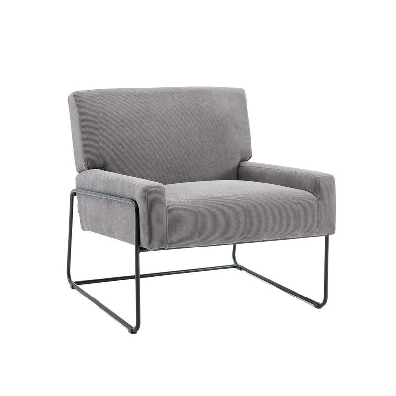 Modern Industrial Style Accent Arm Chair with Metal Frame, High Density Soft Single Lounge Chairs for Living Room, Black