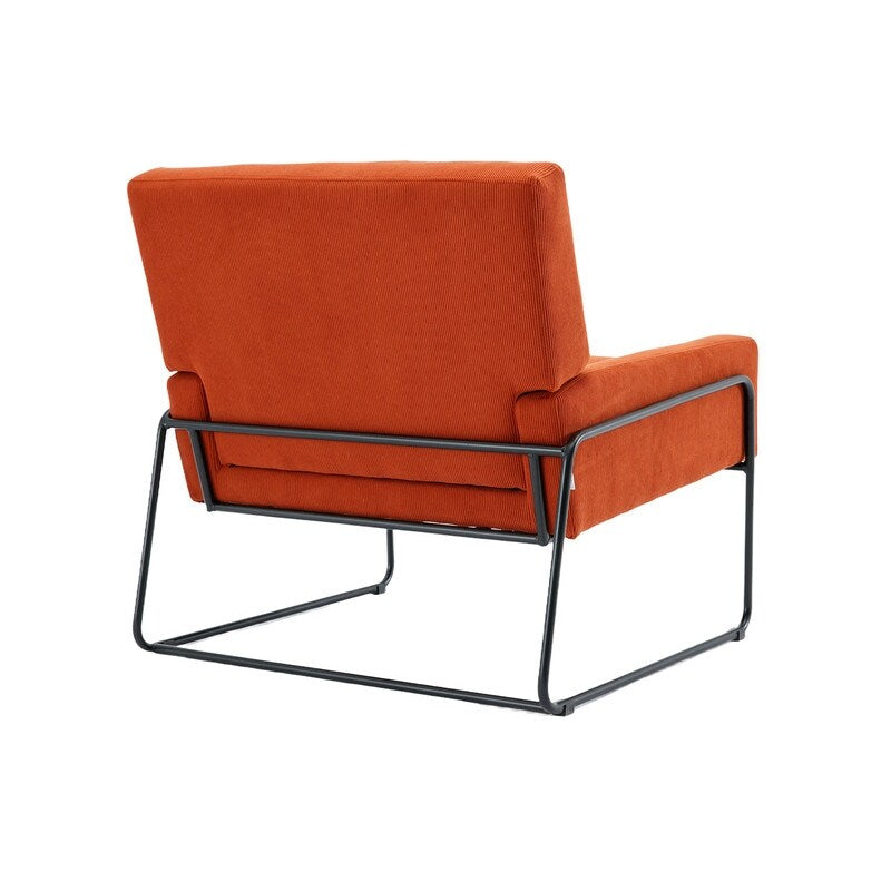 Modern Industrial Style Accent Arm Chair with Metal Frame, High Density Soft Single Lounge Chairs for Living Room, Black
