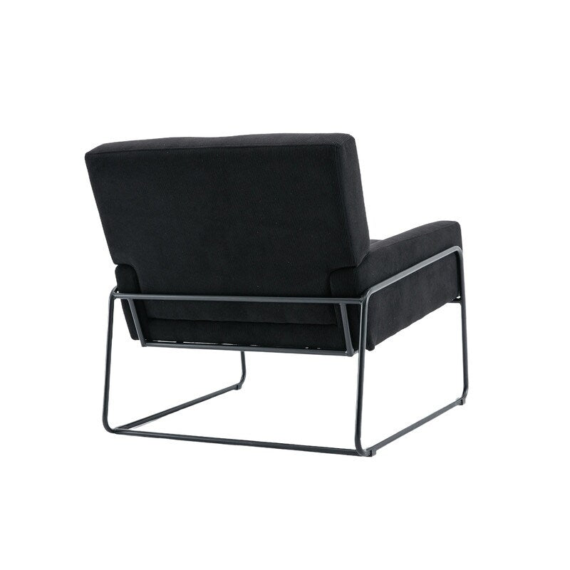 Modern Industrial Style Accent Arm Chair with Metal Frame, High Density Soft Single Lounge Chairs for Living Room, Black