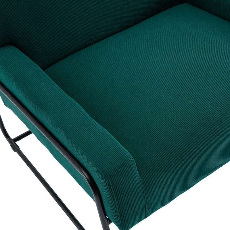 Modern Industrial Style Accent Arm Chair with Metal Frame, High Density Soft Single Lounge Chairs for Living Room, Black