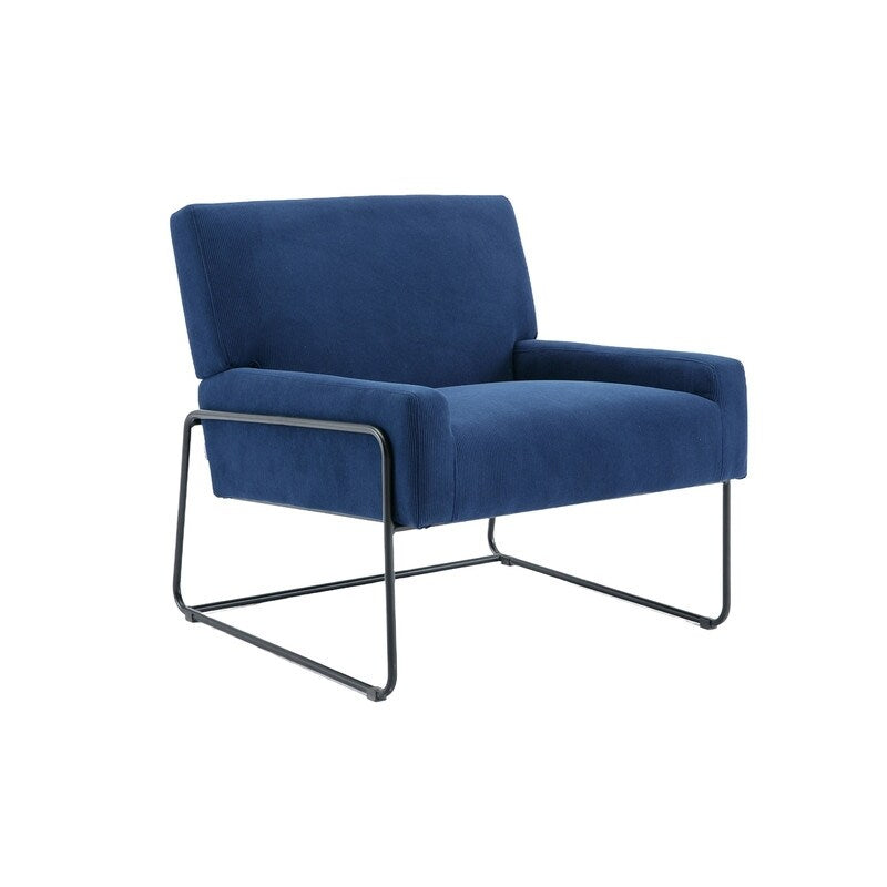 Modern Industrial Style Accent Arm Chair with Metal Frame, High Density Soft Single Lounge Chairs for Living Room, Black