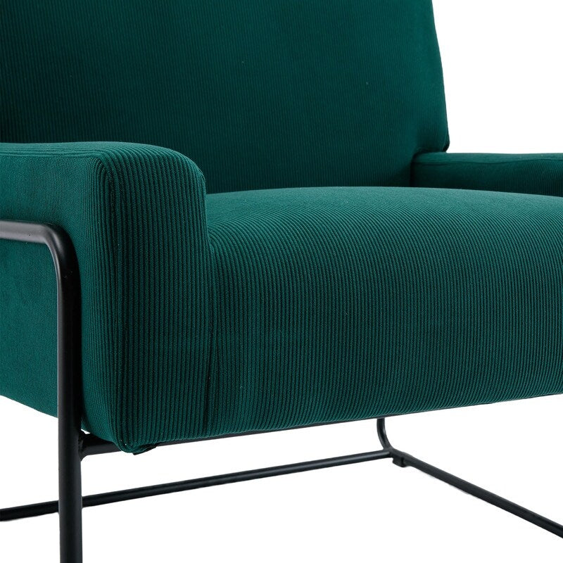 Modern Industrial Style Accent Arm Chair with Metal Frame, High Density Soft Single Lounge Chairs for Living Room, Black