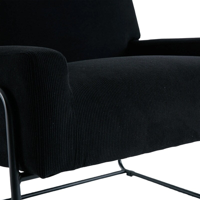 Modern Industrial Style Accent Arm Chair with Metal Frame, High Density Soft Single Lounge Chairs for Living Room, Black