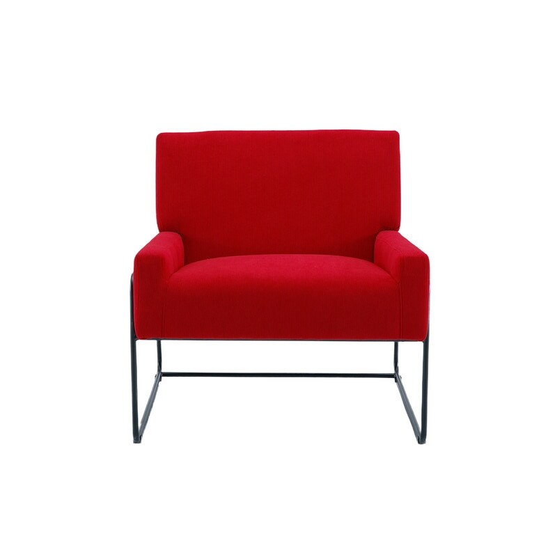 Modern Industrial Style Accent Arm Chair with Metal Frame, High Density Soft Single Lounge Chairs for Living Room, Black