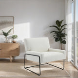 Modern Industrial Style Accent Arm Chair with Metal Frame, High Density Soft Single Lounge Chairs for Living Room, Black