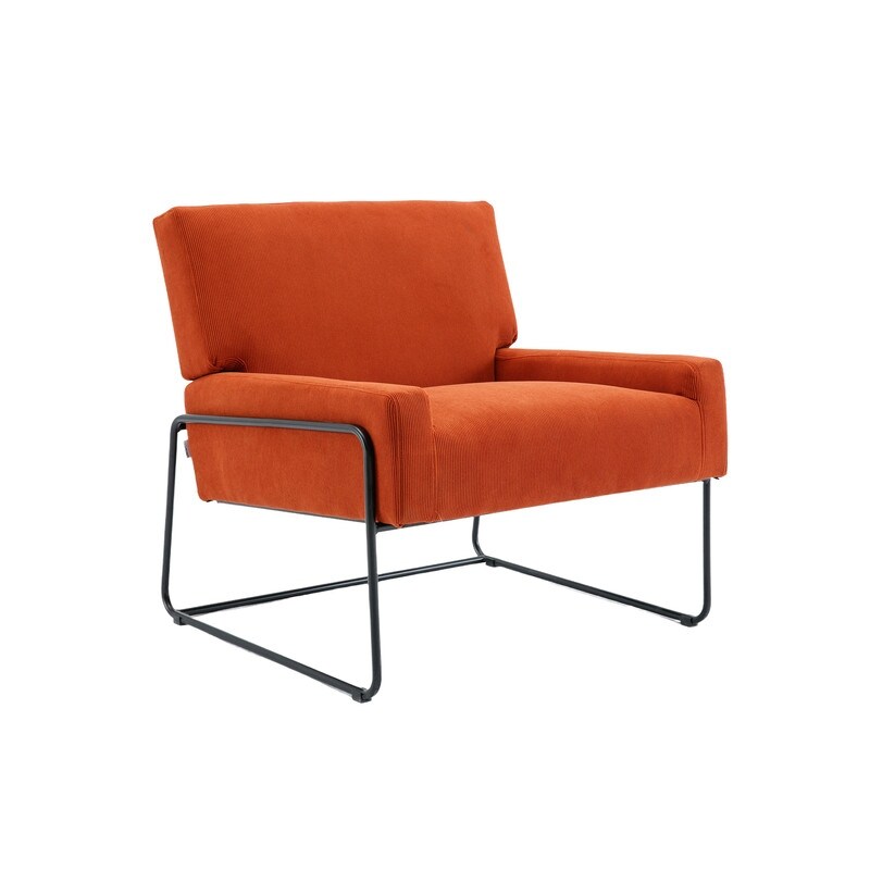 Modern Industrial Style Accent Arm Chair with Metal Frame, High Density Soft Single Lounge Chairs for Living Room, Black