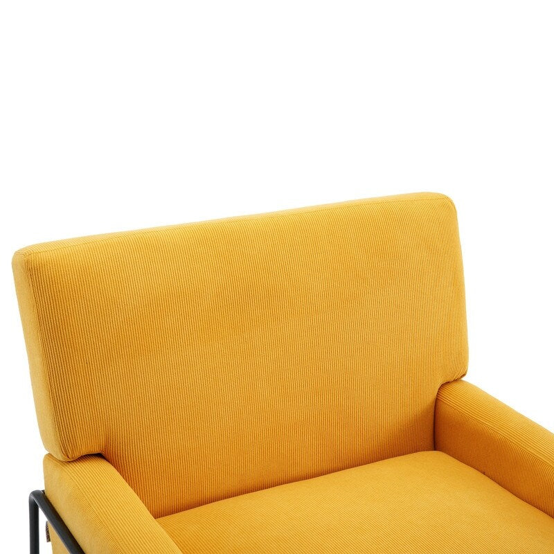 Modern Industrial Style Accent Arm Chair with Metal Frame, High Density Soft Single Lounge Chairs for Living Room, Black