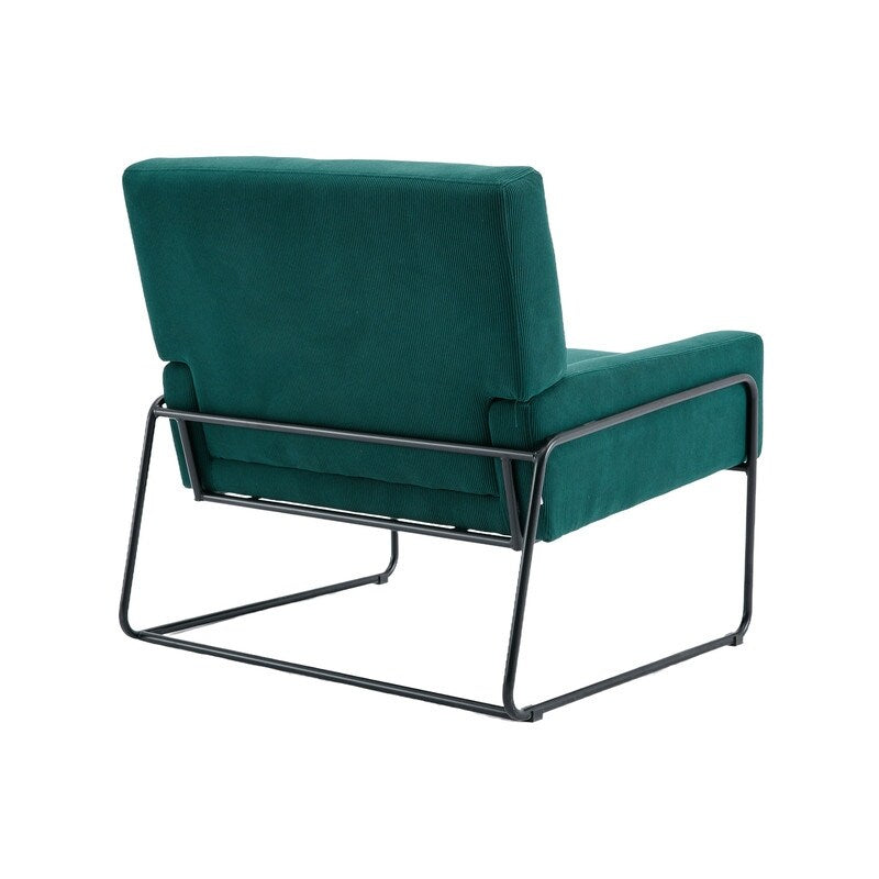 Modern Industrial Style Accent Arm Chair with Metal Frame, High Density Soft Single Lounge Chairs for Living Room, Black
