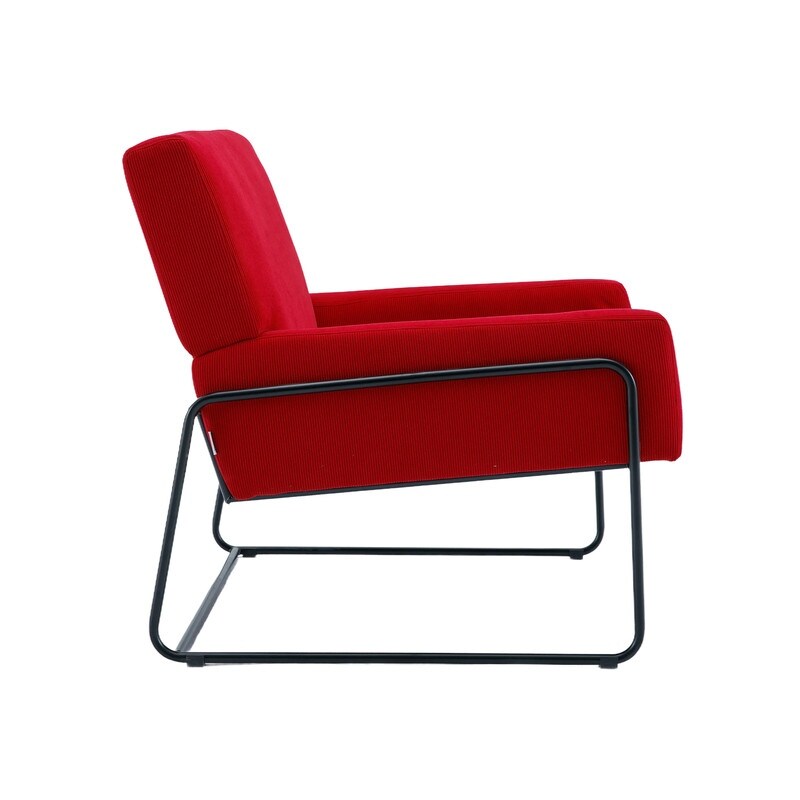 Modern Industrial Style Accent Arm Chair with Metal Frame, High Density Soft Single Lounge Chairs for Living Room, Black