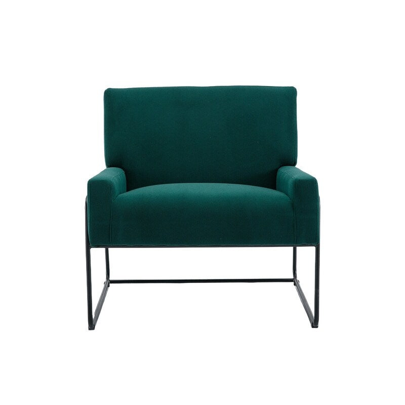 Modern Industrial Style Accent Arm Chair with Metal Frame, High Density Soft Single Lounge Chairs for Living Room, Black