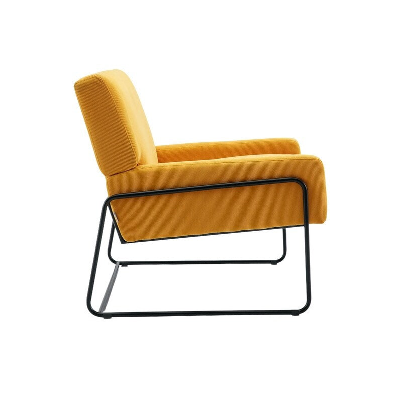 Modern Industrial Style Accent Arm Chair with Metal Frame, High Density Soft Single Lounge Chairs for Living Room, Black