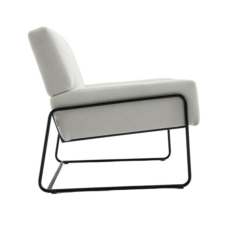 Modern Industrial Style Accent Arm Chair with Metal Frame, High Density Soft Single Lounge Chairs for Living Room, Black