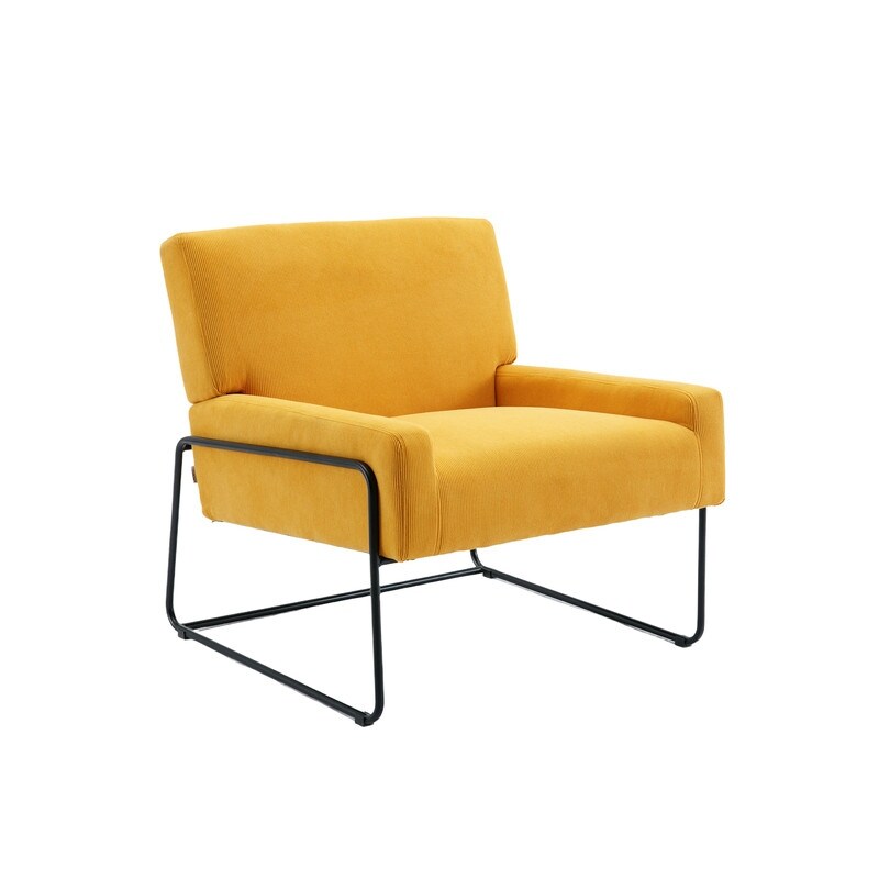 Modern Industrial Style Accent Arm Chair with Metal Frame, High Density Soft Single Lounge Chairs for Living Room, Black