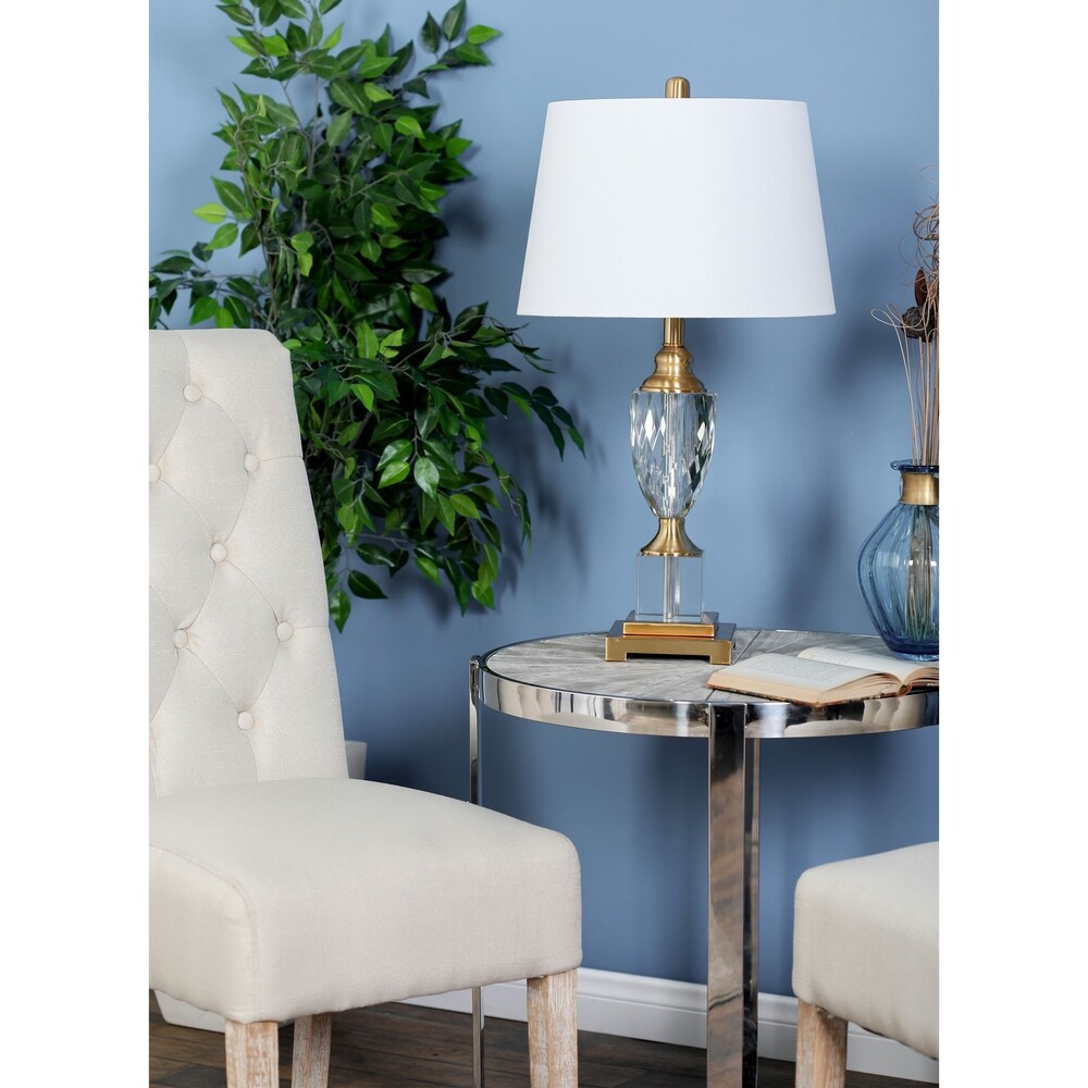Modern Iron and Crystal Urn Table Lamp