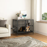 Modern Kennel Dogs room，Multi-Purpose Rremovable Ttray, Double-Door Dog House, lift Panel