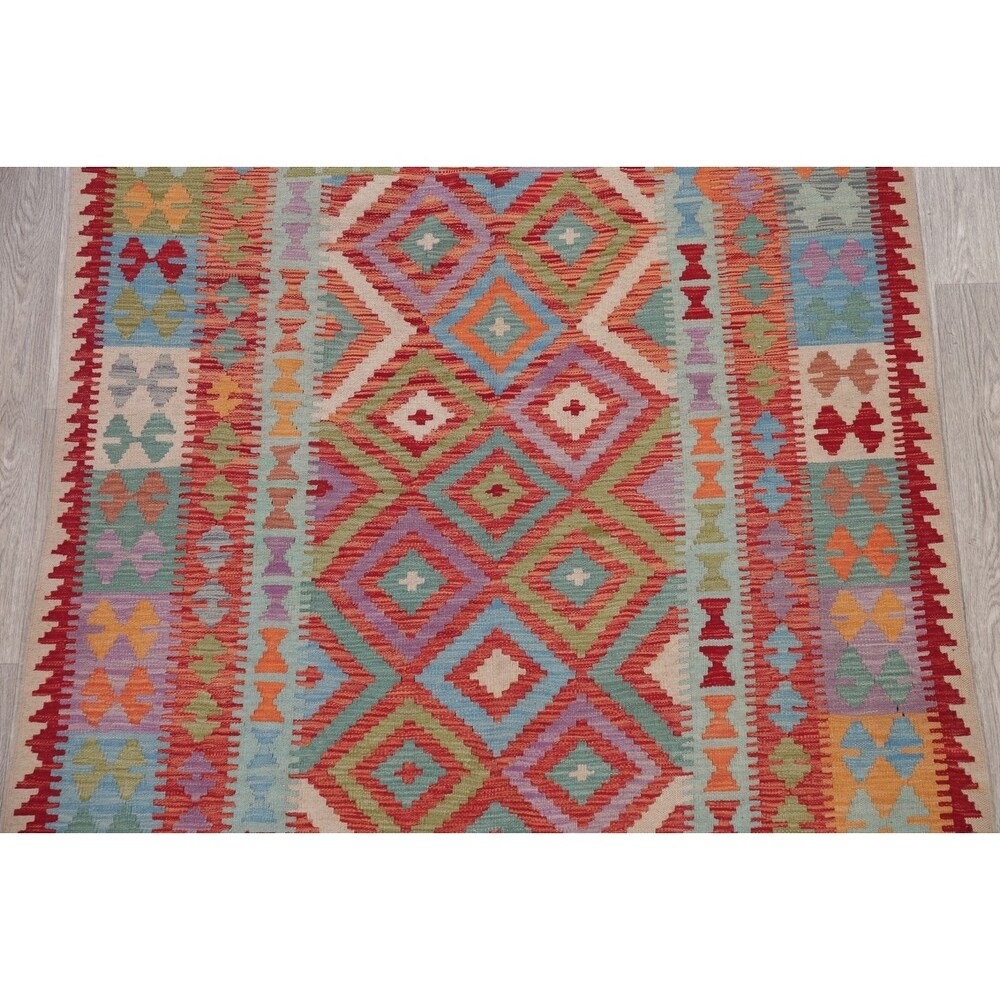 Modern Kilim Oriental Flat-Weave Wool Turkish Area Rug - 6'9" x 5'1"