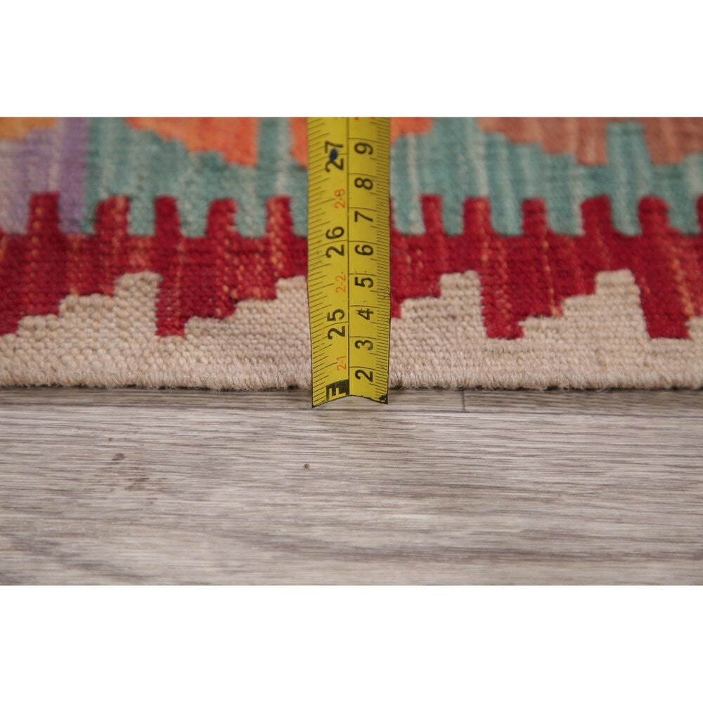 Modern Kilim Oriental Flat-Weave Wool Turkish Area Rug - 6'9" x 5'1"