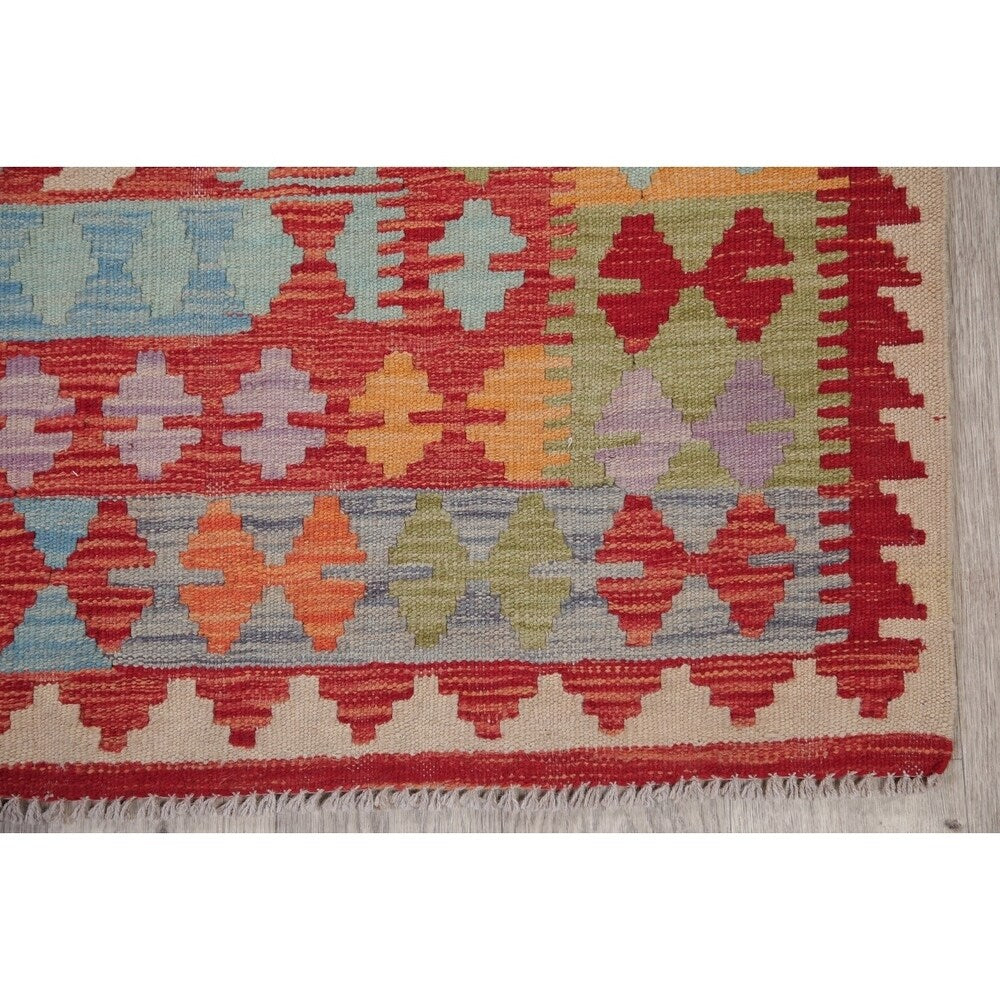 Modern Kilim Oriental Flat-Weave Wool Turkish Area Rug - 6'9" x 5'1"