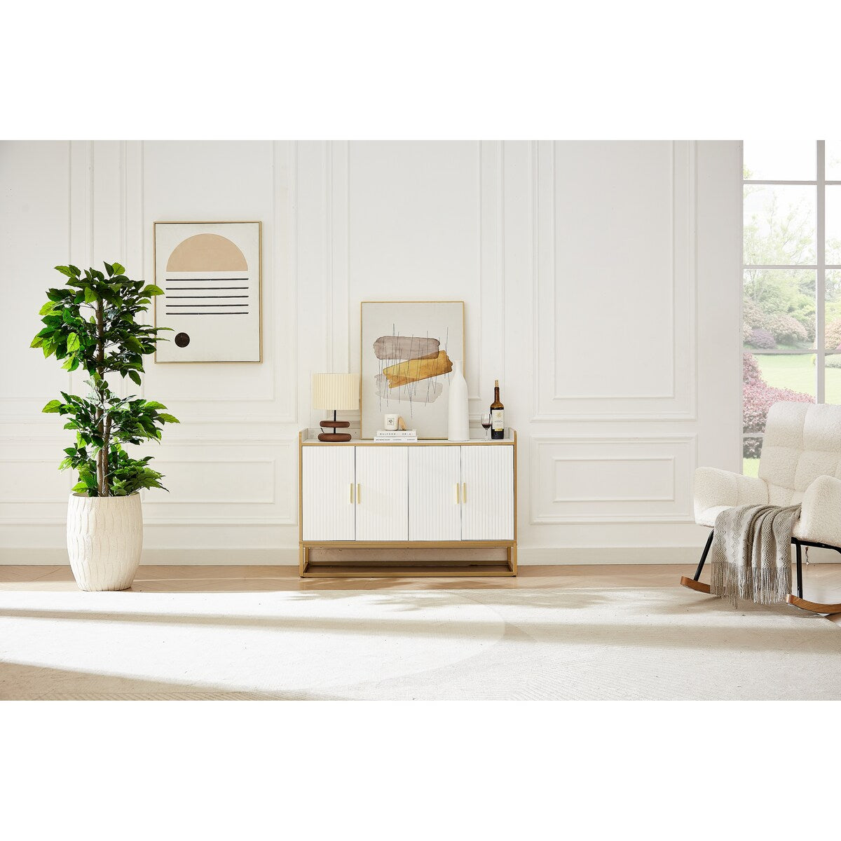 Modern Kitchen Buffet Storage Cabinet Cupboard Gloss with Metal Legs for living room Kitchen