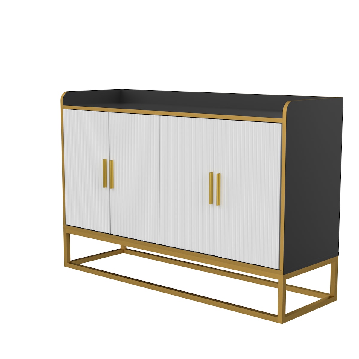 Modern Kitchen Buffet Storage Cabinet Cupboard Gloss with Metal Legs for living room Kitchen