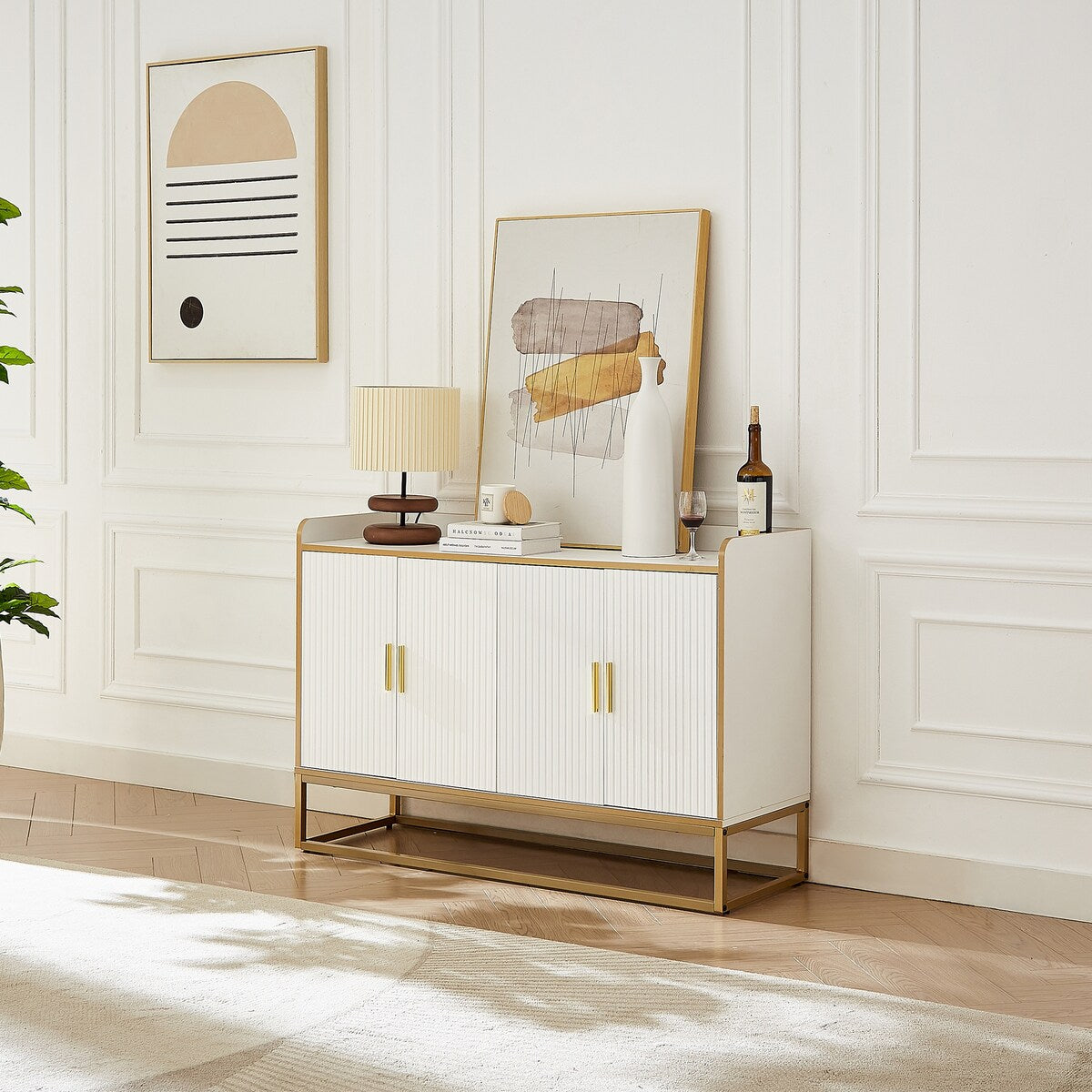 Modern Kitchen Buffet Storage Cabinet Cupboard Gloss with Metal Legs for living room Kitchen