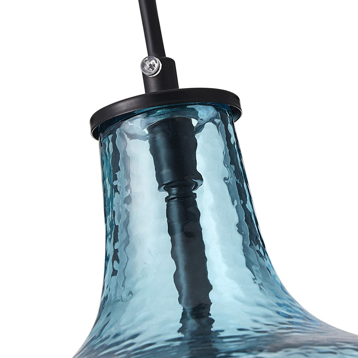 Modern Kitchen Island Pendant Lighting Fixture with Blue Glass Shade