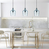 Modern Kitchen Island Pendant Lighting Fixture with Blue Glass Shade