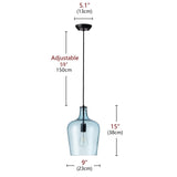 Modern Kitchen Island Pendant Lighting Fixture with Blue Glass Shade
