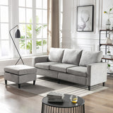 Modern L-Shape Sectional Sofa with Handy Side Pocket, Living Room 3-Seater Couch with Movable Ottoman for Small Space