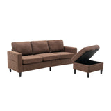 Modern L-Shape Sectional Sofa with Handy Side Pocket, Living Room 3-Seater Couch with Movable Ottoman for Small Space