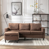 Modern L-Shape Sectional Sofa with Handy Side Pocket, Living Room 3-Seater Couch with Movable Ottoman for Small Space