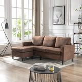 Modern L-Shape Sectional Sofa with Handy Side Pocket, Living Room 3-Seater Couch with Movable Ottoman for Small Space