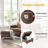 Modern L-Shape Sectional Sofa with Handy Side Pocket, Living Room 3-Seater Couch with Movable Ottoman for Small Space