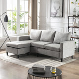 Modern L-Shape Sectional Sofa with Handy Side Pocket, Living Room 3-Seater Couch with Movable Ottoman for Small Space
