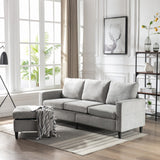 Modern L-Shape Sectional Sofa with Handy Side Pocket, Living Room 3-Seater Couch with Movable Ottoman for Small Space