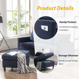 Modern L-Shape Sectional Sofa with Handy Side Pocket, Living Room 3-Seater Couch with Movable Ottoman for Small Space