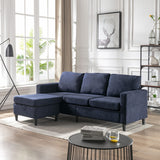 Modern L-Shape Sectional Sofa with Handy Side Pocket, Living Room 3-Seater Couch with Movable Ottoman for Small Space