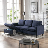 Modern L-Shape Sectional Sofa with Handy Side Pocket, Living Room 3-Seater Couch with Movable Ottoman for Small Space