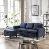Modern L-Shape Sectional Sofa with Handy Side Pocket, Living Room 3-Seater Couch with Movable Ottoman for Small Space