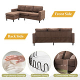 Modern L-Shape Sectional Sofa with Handy Side Pocket, Living Room 3-Seater Couch with Movable Ottoman for Small Space