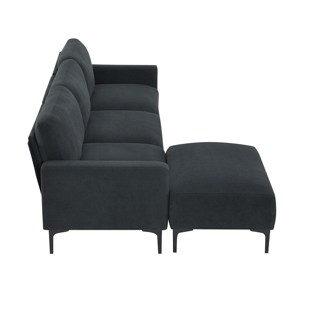 Modern L-shaped Sectional Sofa,w/Convertible Ottoman,Freely Combinable