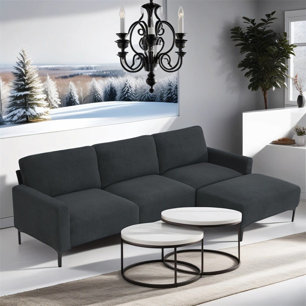 Modern L-shaped Sectional Sofa,w/Convertible Ottoman,Freely Combinable