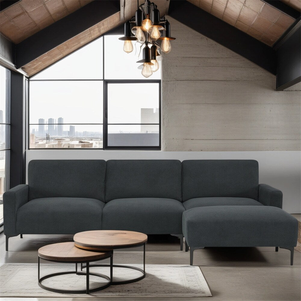 Modern L-shaped Sectional Sofa,w/Convertible Ottoman,Freely Combinable